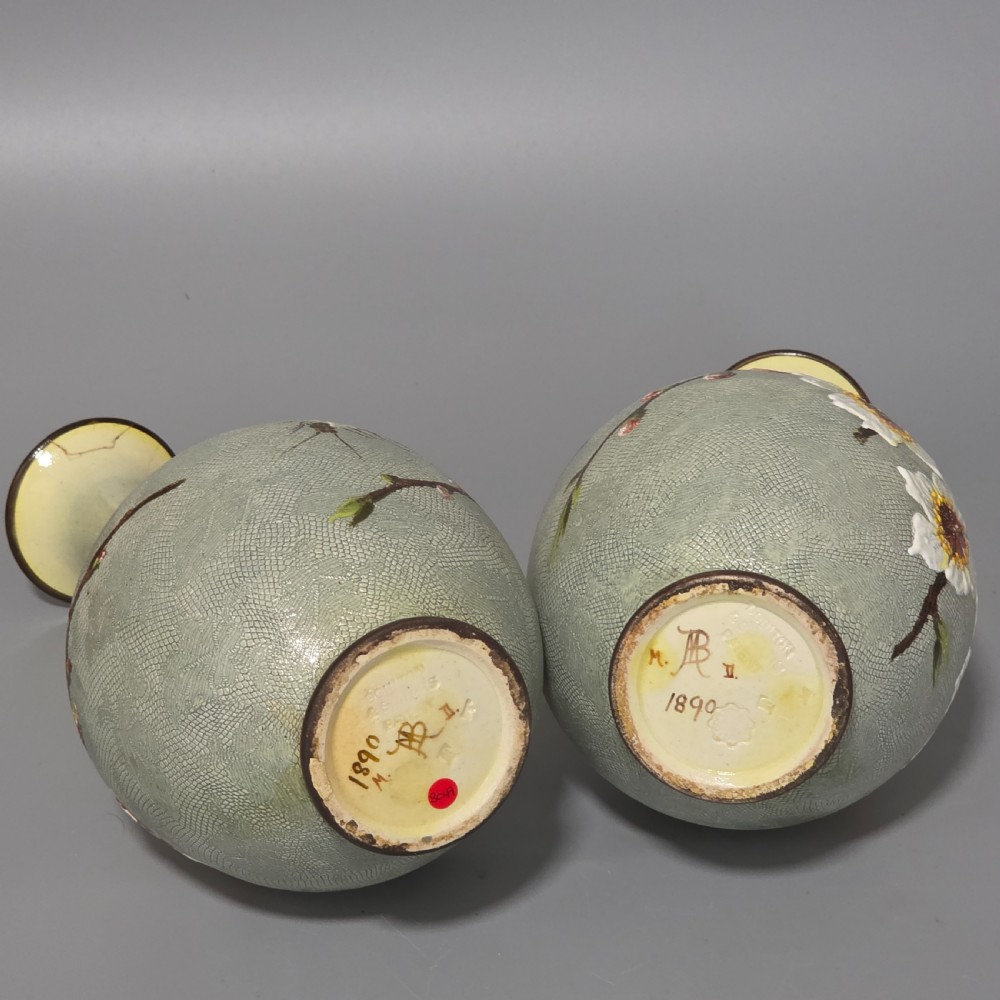 Elegant Rare Pair of Doulton Lambeth Faience Vases – Slaters Patent, c.1880 View VIII