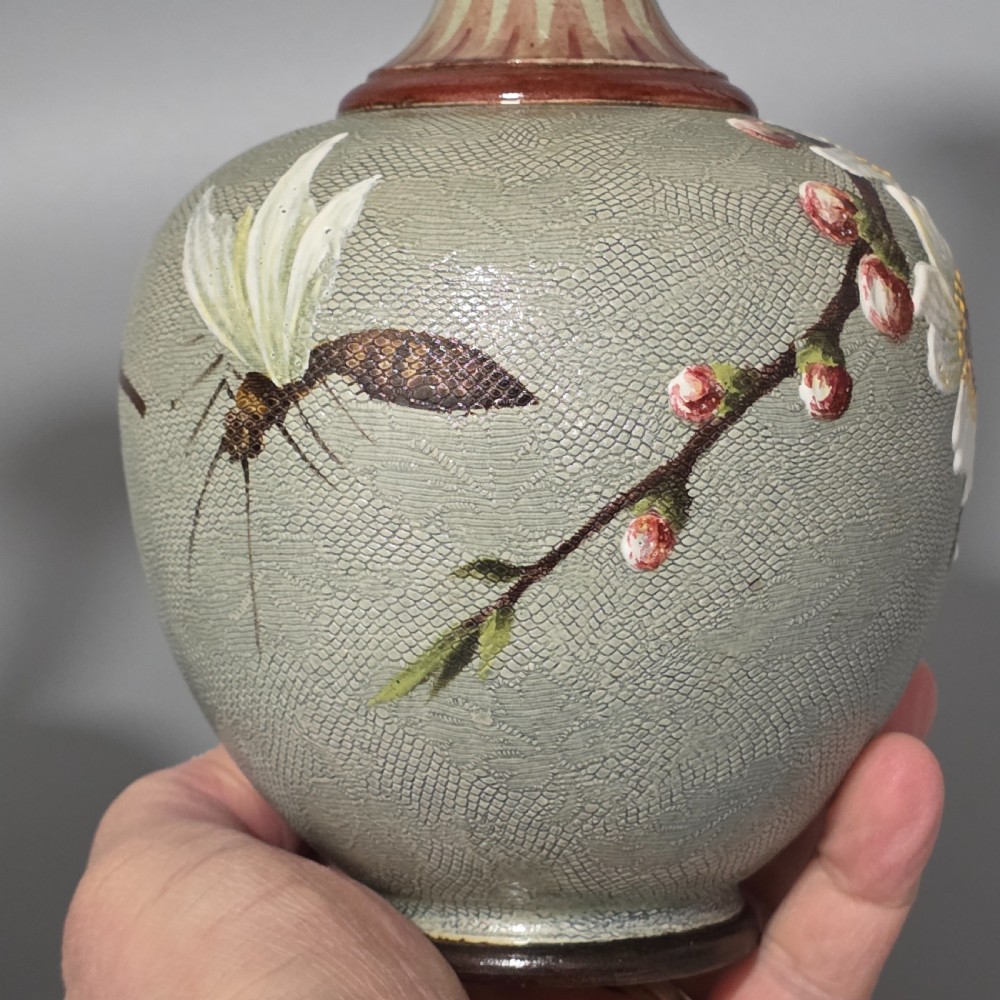 Elegant Rare Pair of Doulton Lambeth Faience Vases – Slaters Patent, c.1880 View XI