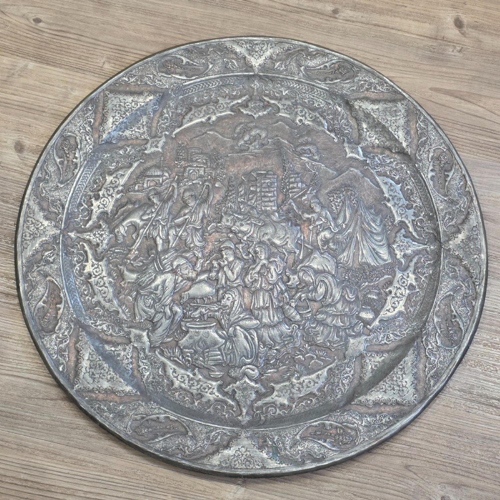 Attractive Huge 68cm Antique Coppered Metal Eastern Charger