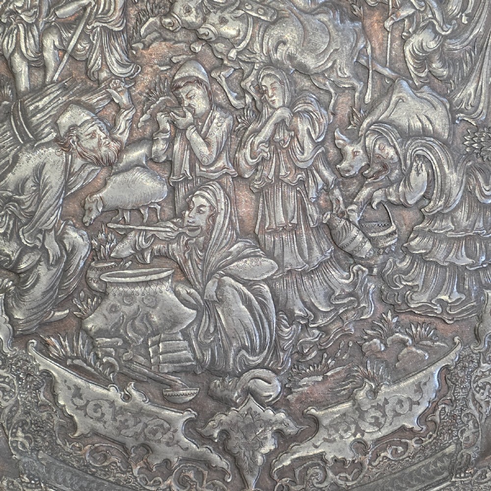 Attractive Huge 68cm Antique Coppered Metal Eastern Charger View IV