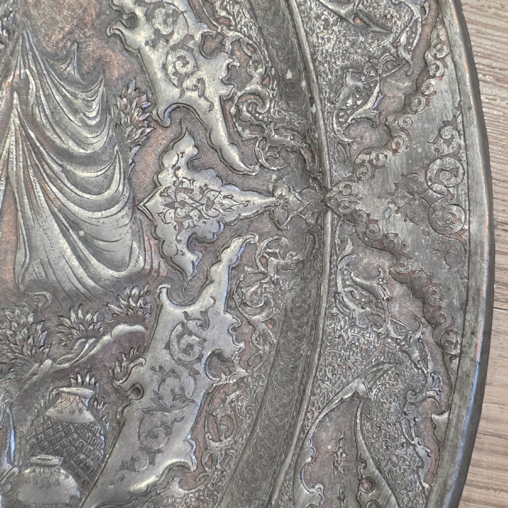 Attractive Huge 68cm Antique Coppered Metal Eastern Charger View VI