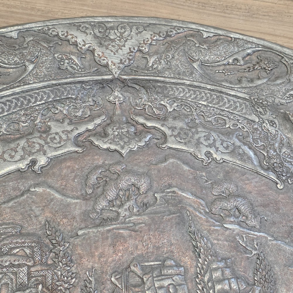 Attractive Huge 68cm Antique Coppered Metal Eastern Charger View IX