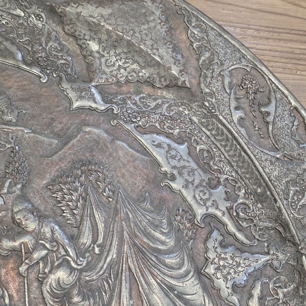 Attractive Huge 68cm Antique Coppered Metal Eastern Charger View XI