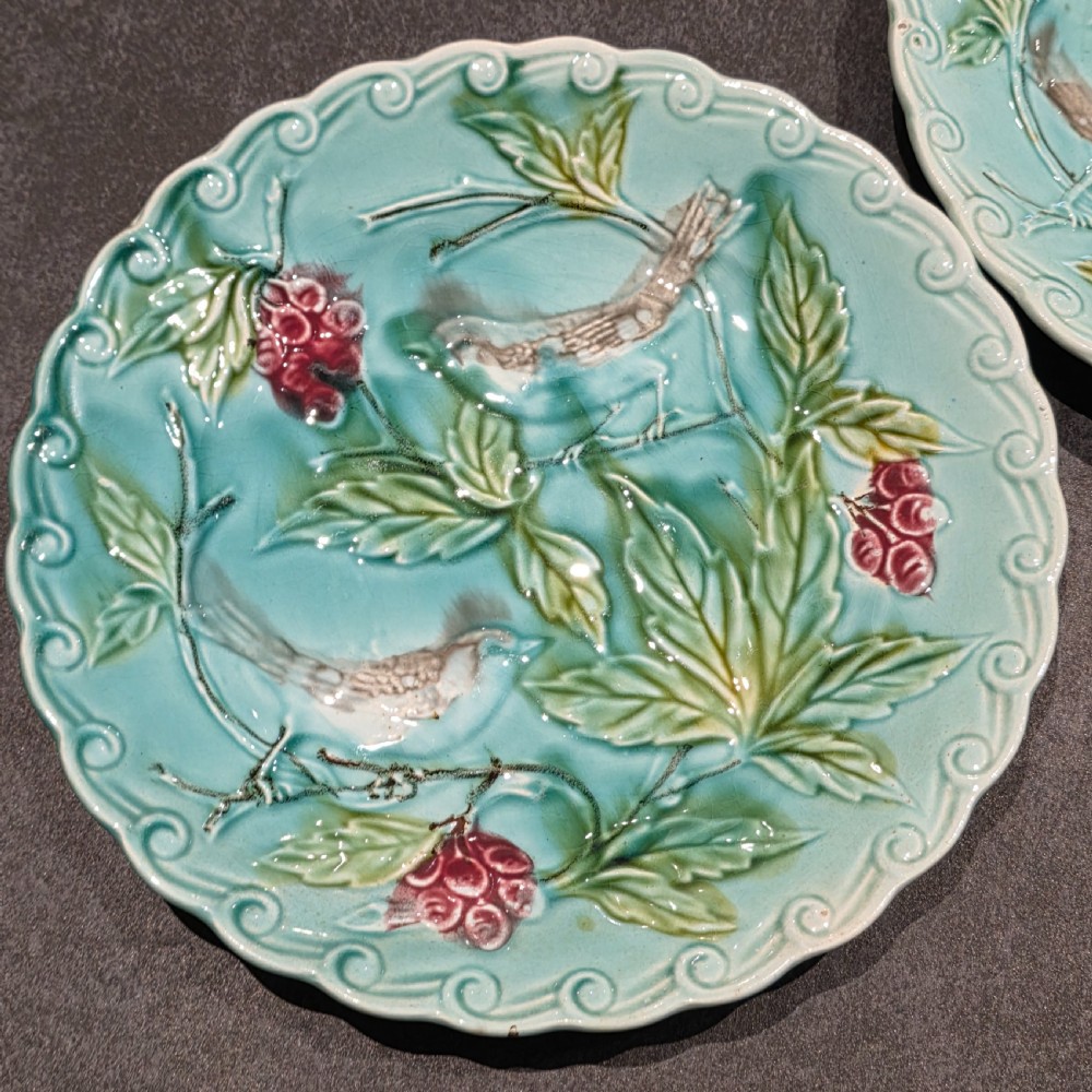 Antique Set of 5 x French Majolica Plates c1880 View III