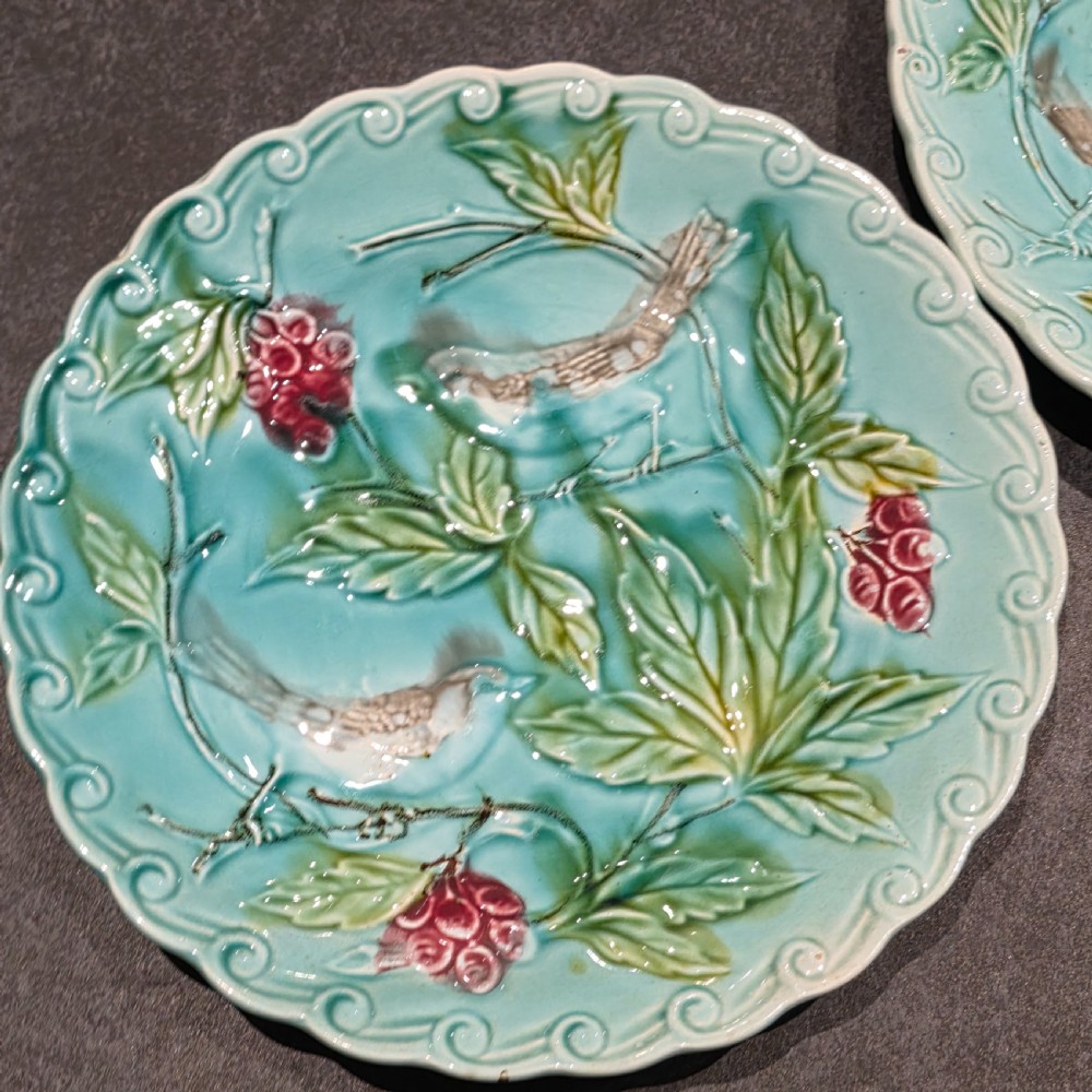 Antique Set of 5 x French Majolica Plates c1880 View IV