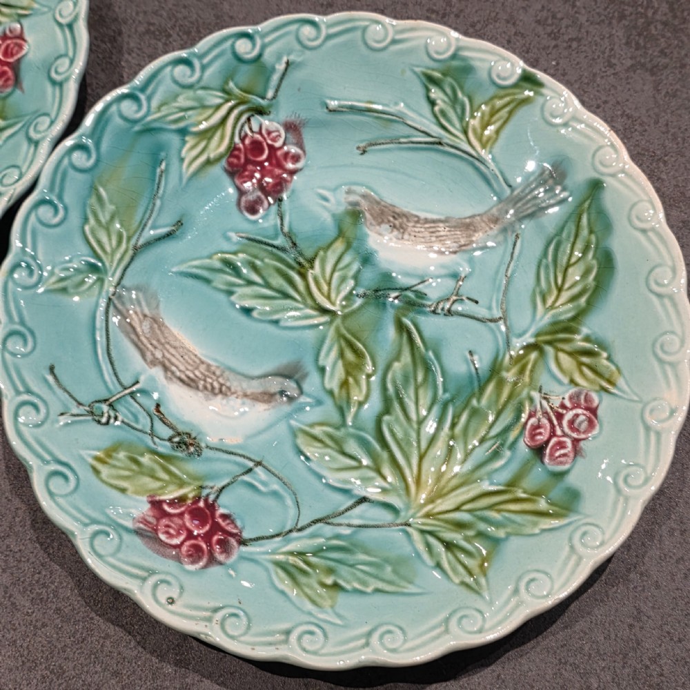 Antique Set of 5 x French Majolica Plates c1880 View VI