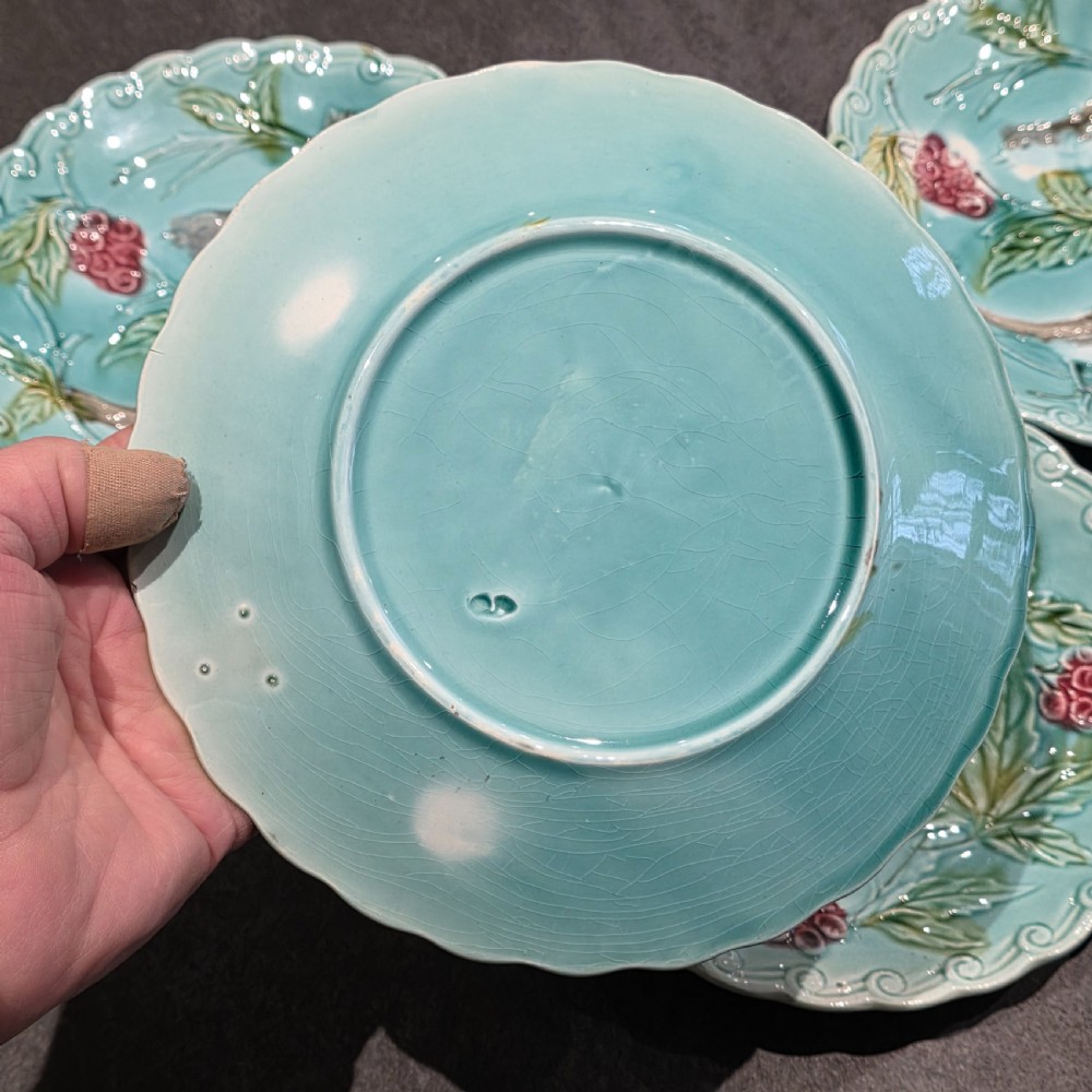 Antique Set of 5 x French Majolica Plates c1880 View IX