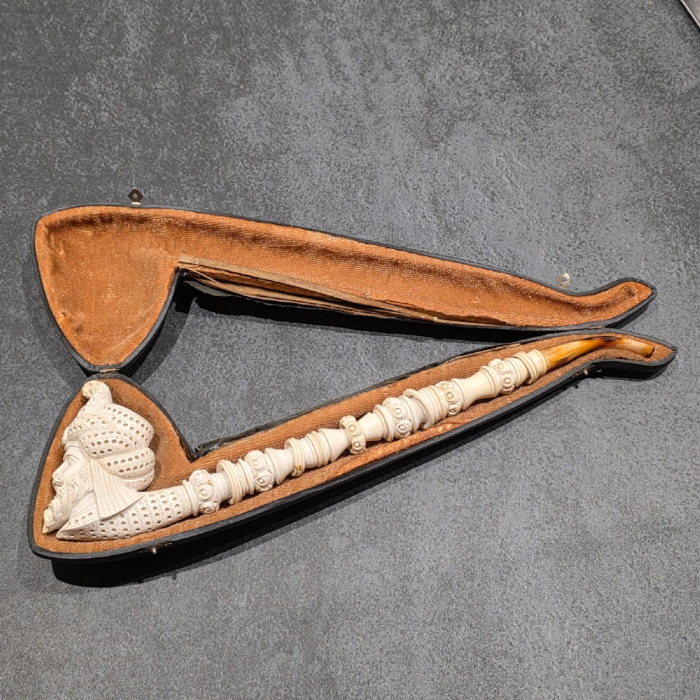 Exceptional 40.5cm Long Vintage Meerschaum Pipe of a Turk