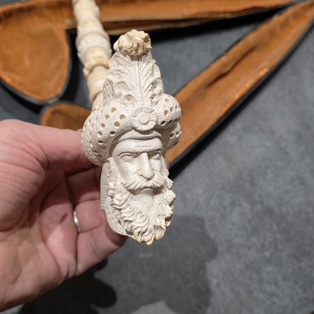 Exceptional 40.5cm Long Vintage Meerschaum Pipe of a Turk View VI