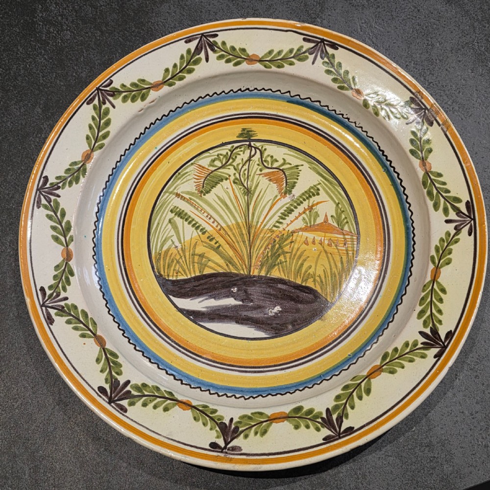 Fine 40cm Continental Faience Charger/Bowl – Late 18thc - Old Christies label View VI