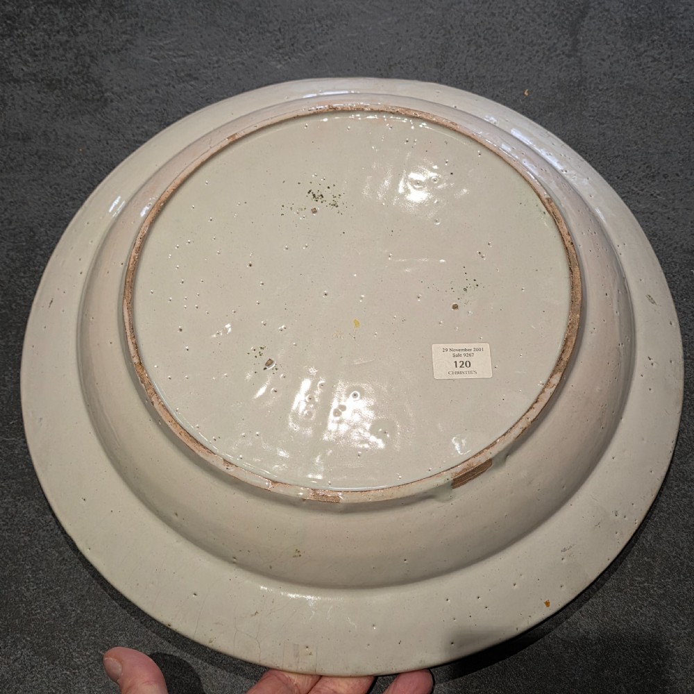 Fine 40cm Continental Faience Charger/Bowl – Late 18thc - Old Christies label View X