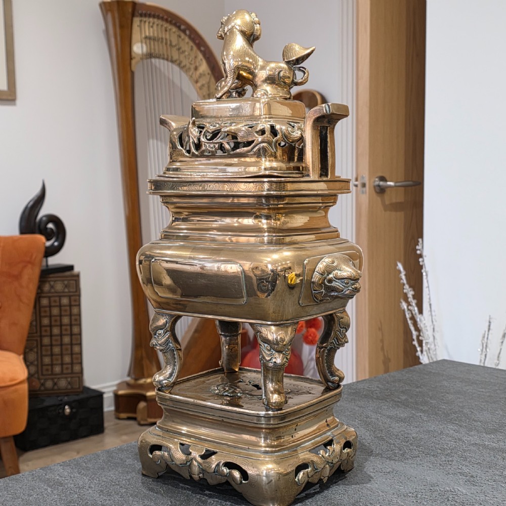 Stunning large mid/late19th century Chinese bronze/brass censer on stand View IV