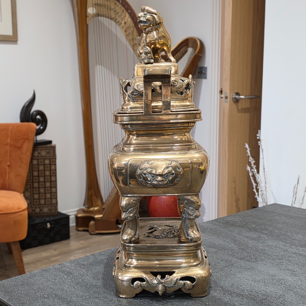 Stunning large mid/late19th century Chinese bronze/brass censer on stand View VII