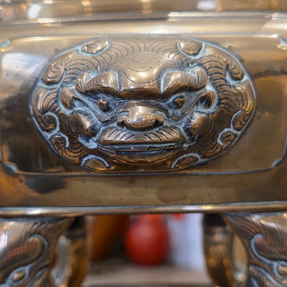 Stunning large mid/late19th century Chinese bronze/brass censer on stand View IX