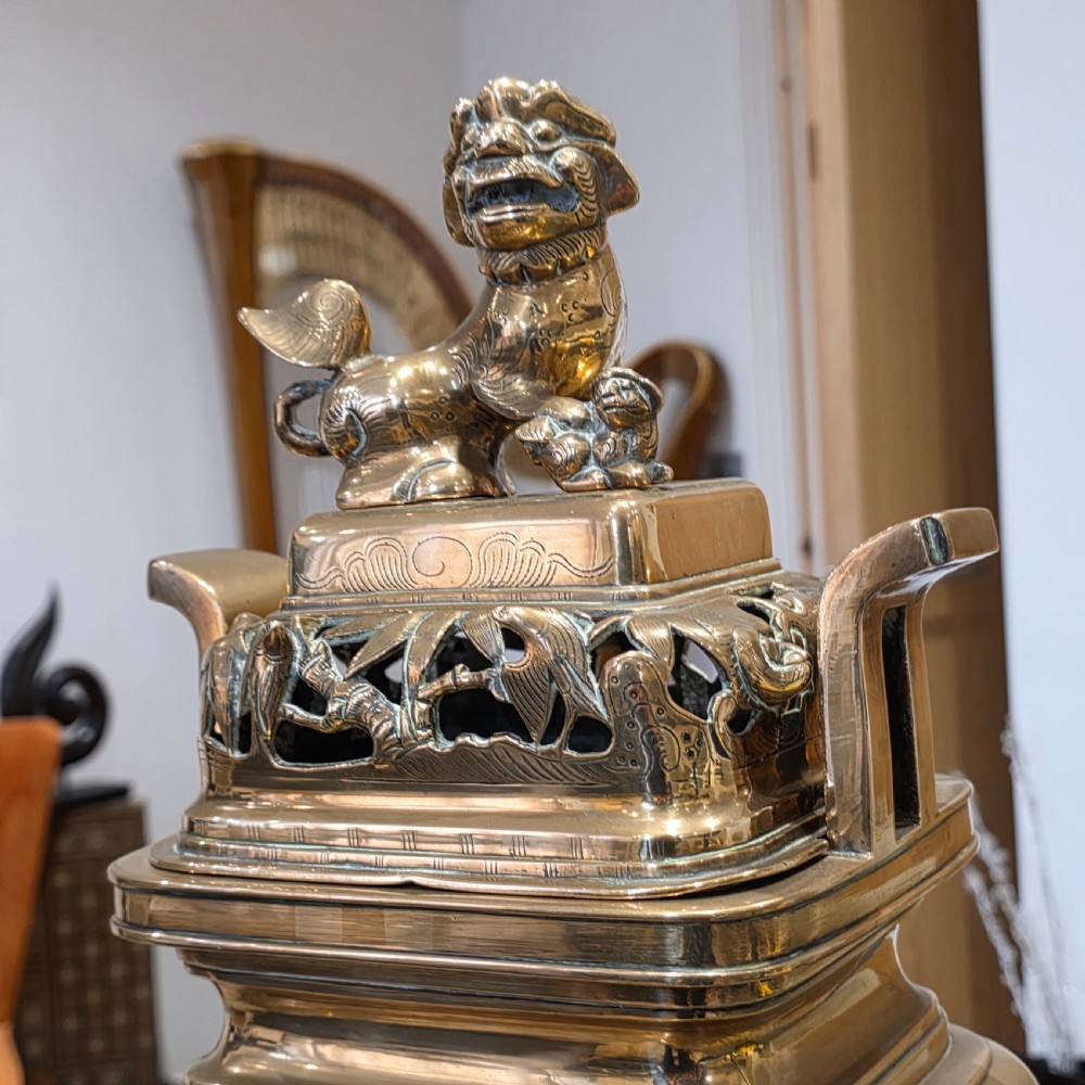 Stunning large mid/late19th century Chinese bronze/brass censer on stand View XI