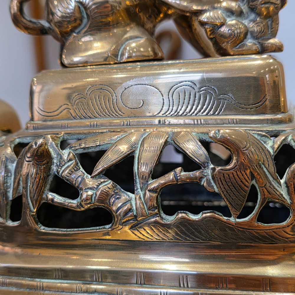 Stunning large mid/late19th century Chinese bronze/brass censer on stand View XII