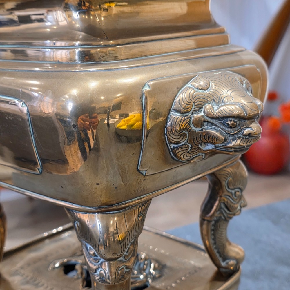 Stunning large mid/late19th century Chinese bronze/brass censer on stand View XIX