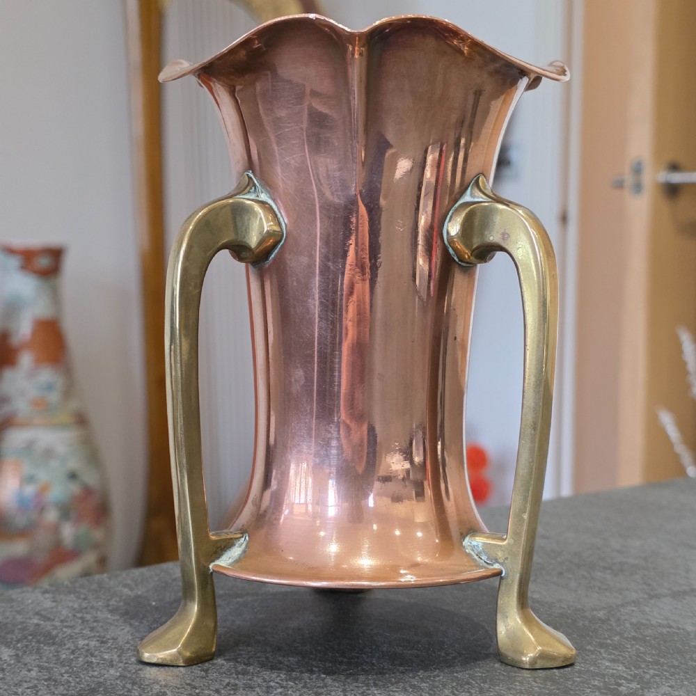 Stylish Arts & Crafts Copper Vase - Fisher Strand