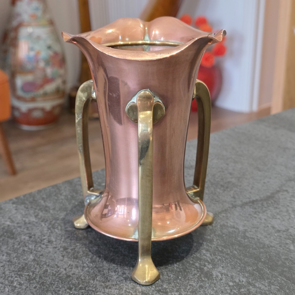 Stylish Arts & Crafts Copper Vase - Fisher Strand View III