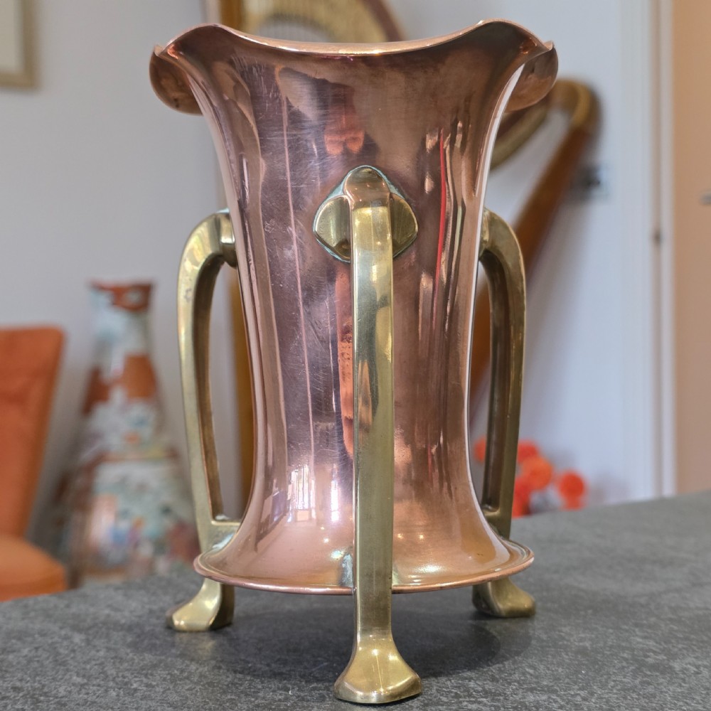 Stylish Arts & Crafts Copper Vase - Fisher Strand View V