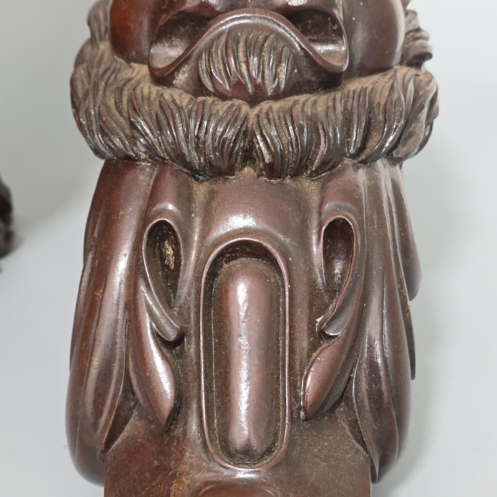 Pair of Antique Carved Wooden Lion Brackets / Shelf Supports – Large Architectural Corbels – Circa 1900 45cm
 View XII