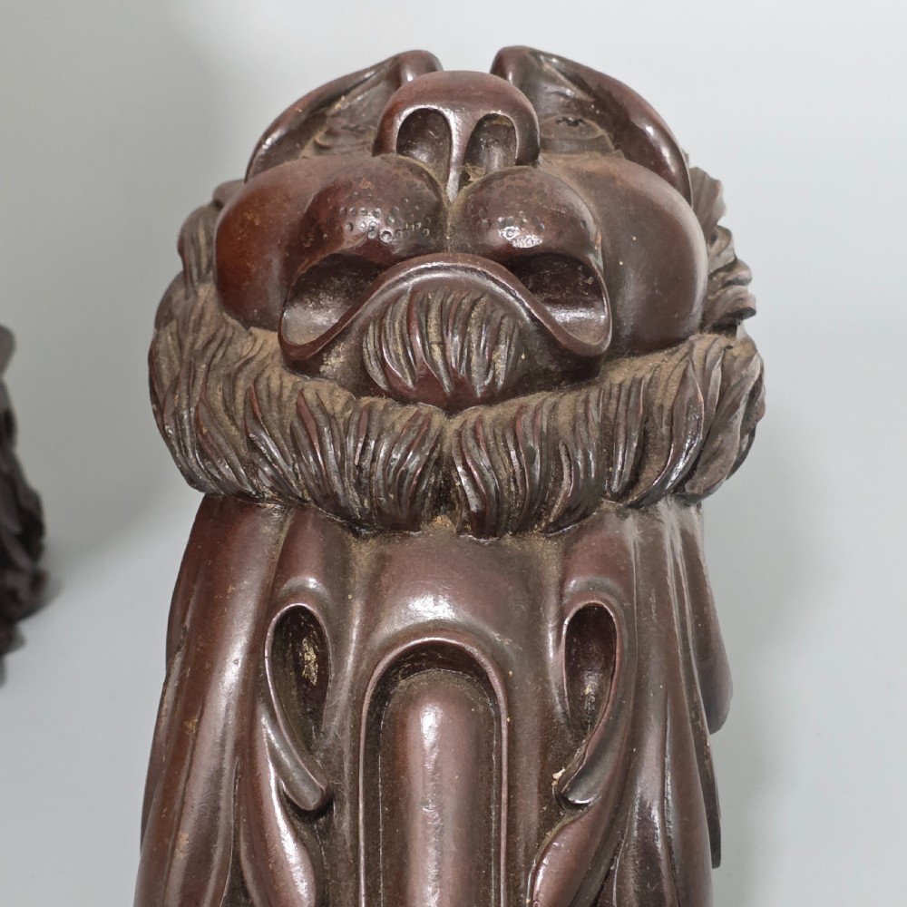 Pair of Antique Carved Wooden Lion Brackets / Shelf Supports – Large Architectural Corbels – Circa 1900 45cm
 View XIII