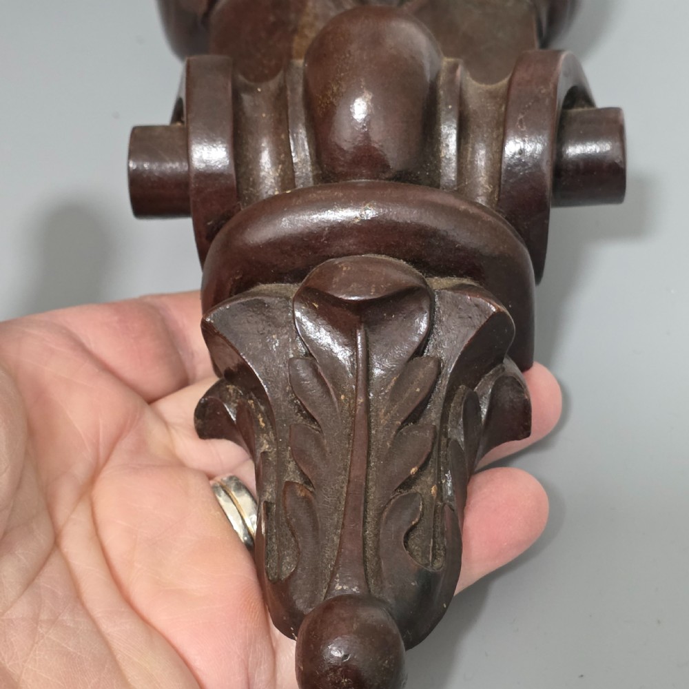Pair of Antique Carved Wooden Lion Brackets / Shelf Supports – Large Architectural Corbels – Circa 1900 45cm
 View XIV
