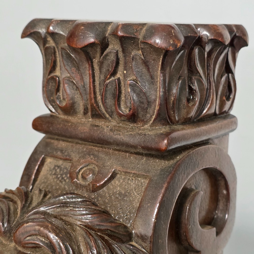 Pair of Antique Carved Wooden Lion Brackets / Shelf Supports – Large Architectural Corbels – Circa 1900 45cm
 View XVIII