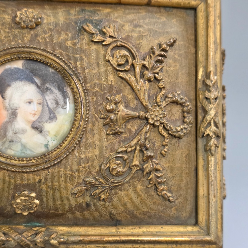 Antique French Gilt Bronze Brass Jewellery Casket Miniature Portrait Box 19thC View V