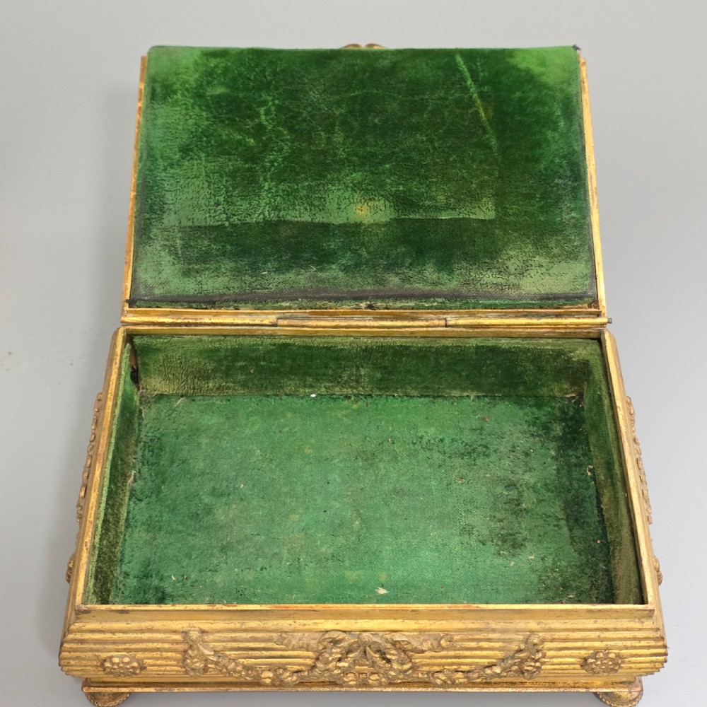 Antique French Gilt Bronze Brass Jewellery Casket Miniature Portrait Box 19thC View VII