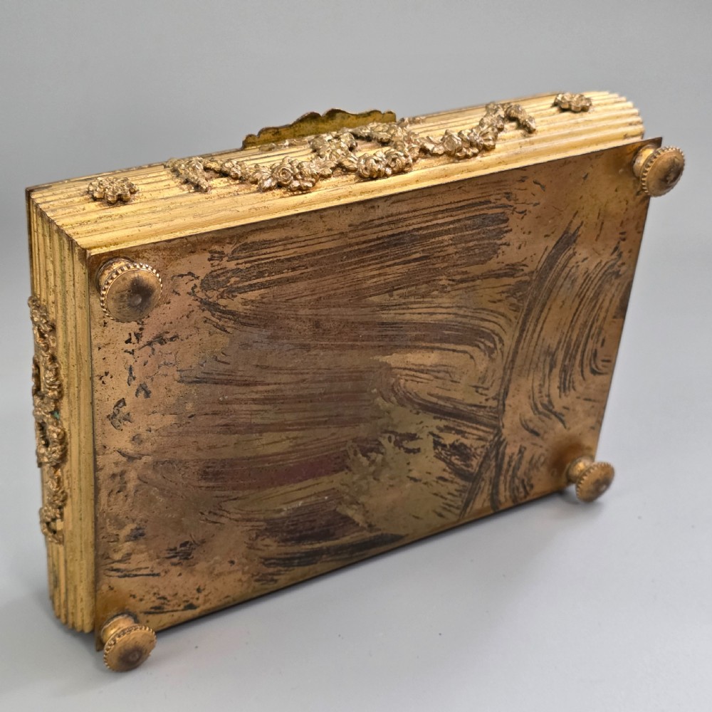 Antique French Gilt Bronze Brass Jewellery Casket Miniature Portrait Box 19thC View IX
