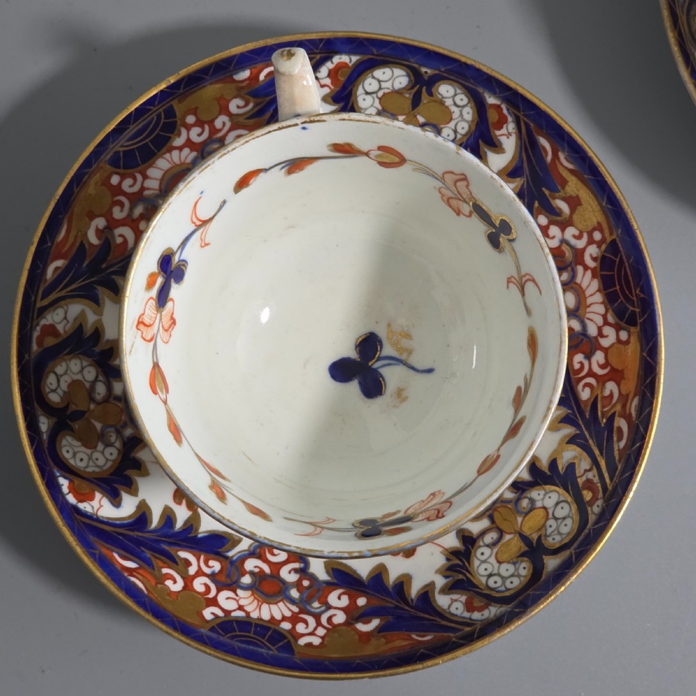 Antique Samson Hancock Derby Imari King’s Pattern Cups & Saucers Set 6 c1860s View IX