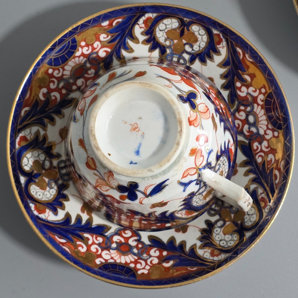 Antique Samson Hancock Derby Imari King’s Pattern Cups & Saucers Set 6 c1860s View X