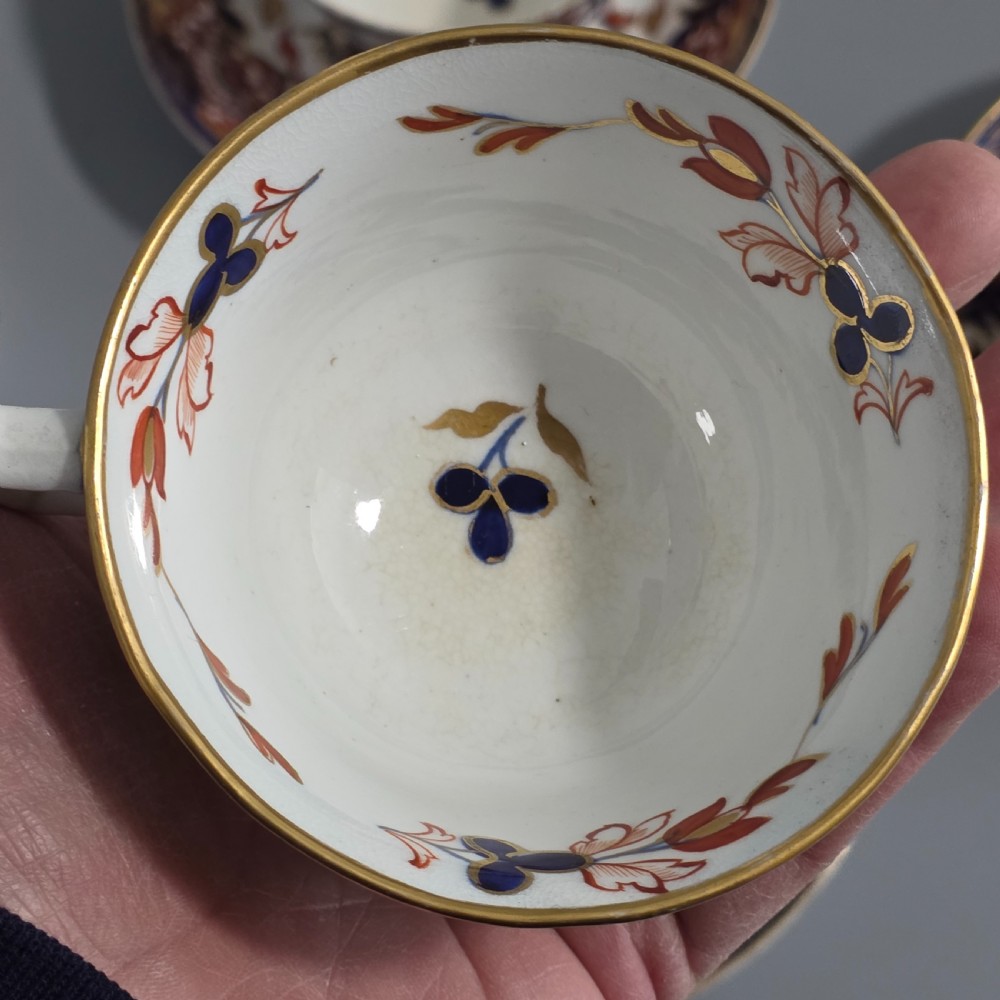 Antique Samson Hancock Derby Imari King’s Pattern Cups & Saucers Set 6 c1860s View XII
