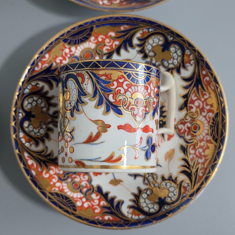Set of 4 x Antique Samson Hancock Derby Imari Pattern Coffee Cans & Saucers – King’s Pattern – Circa 1860s View III