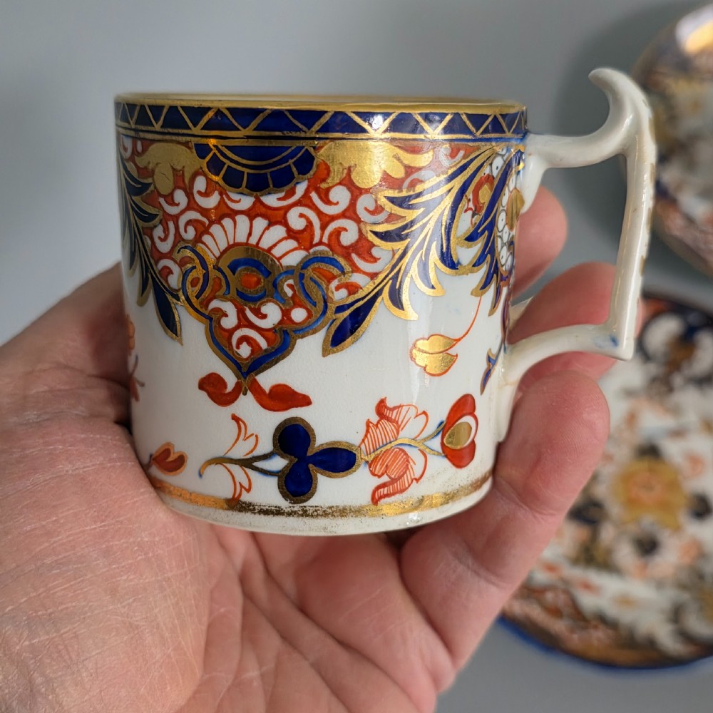 Set of 4 x Antique Samson Hancock Derby Imari Pattern Coffee Cans & Saucers – King’s Pattern – Circa 1860s View VI
