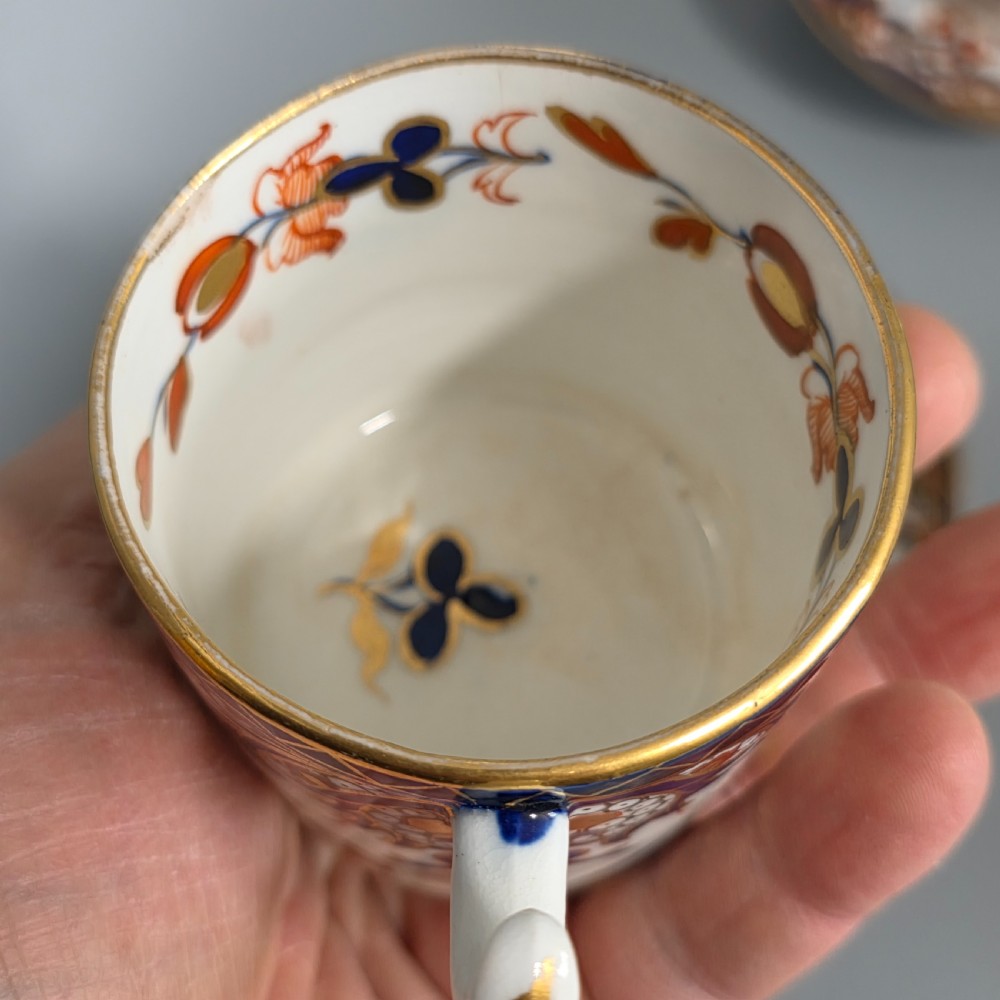 Set of 4 x Antique Samson Hancock Derby Imari Pattern Coffee Cans & Saucers – King’s Pattern – Circa 1860s View IX