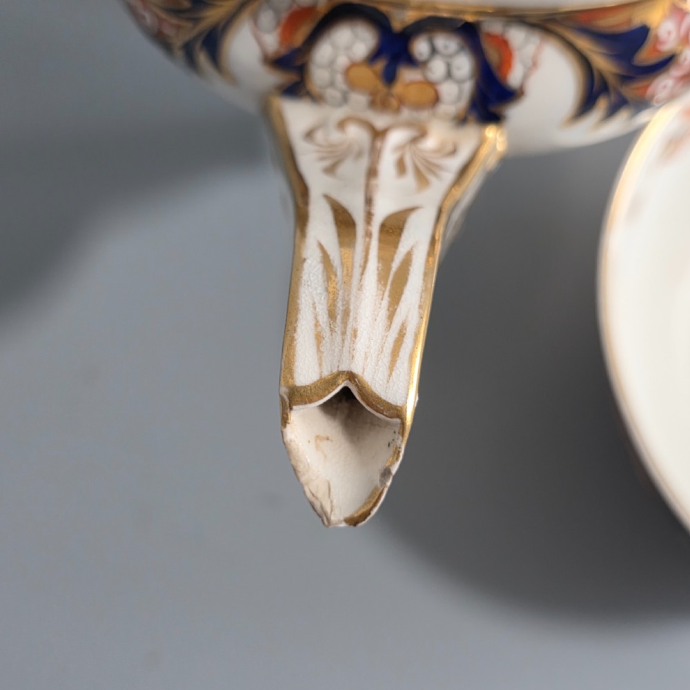Antique Samson Hancock Derby Imari King’s Pattern Teapot Milk Jug Sugar Bowl c1860s View VI