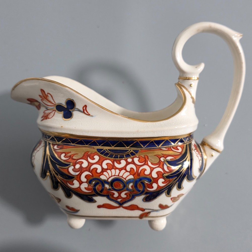 Antique Samson Hancock Derby Imari King’s Pattern Teapot Milk Jug Sugar Bowl c1860s View VII