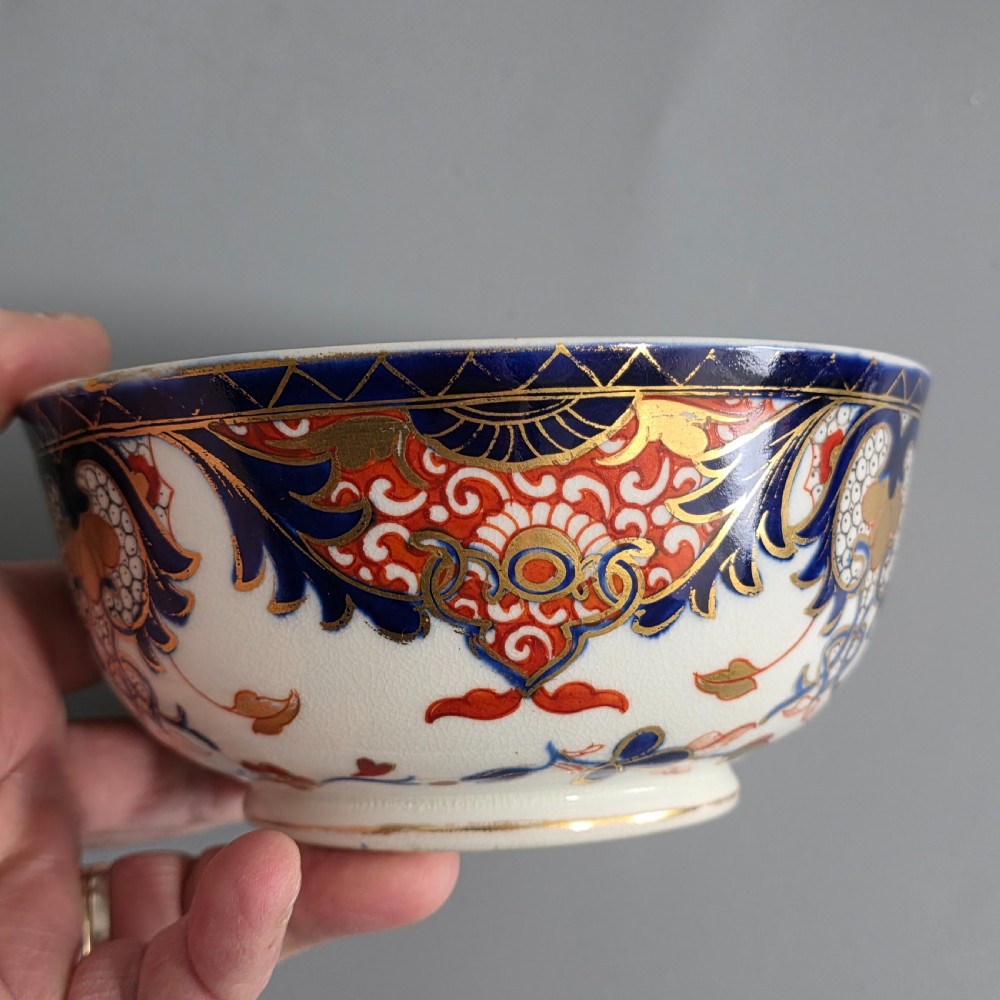 Antique Samson Hancock Derby Imari King’s Pattern Teapot Milk Jug Sugar Bowl c1860s View IX
