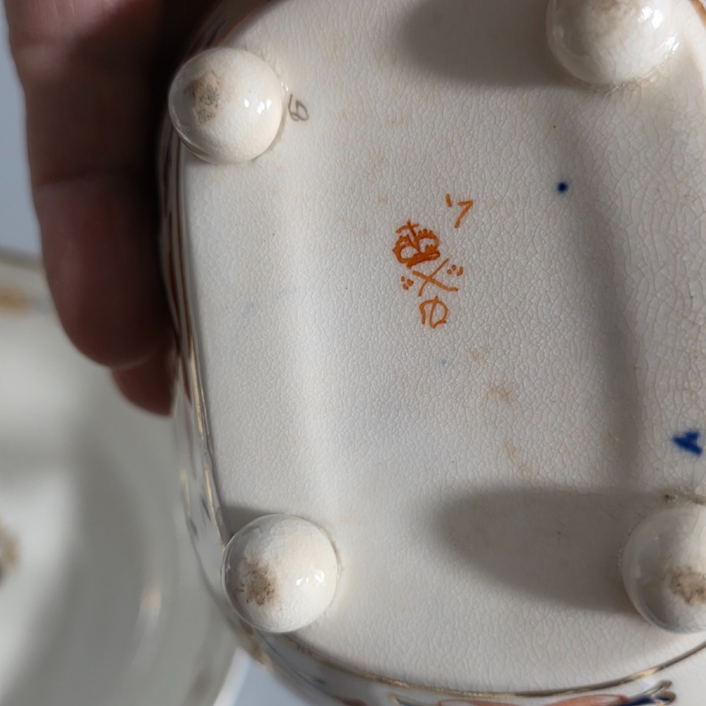 Antique Samson Hancock Derby Imari King’s Pattern Teapot Milk Jug Sugar Bowl c1860s View XIII
