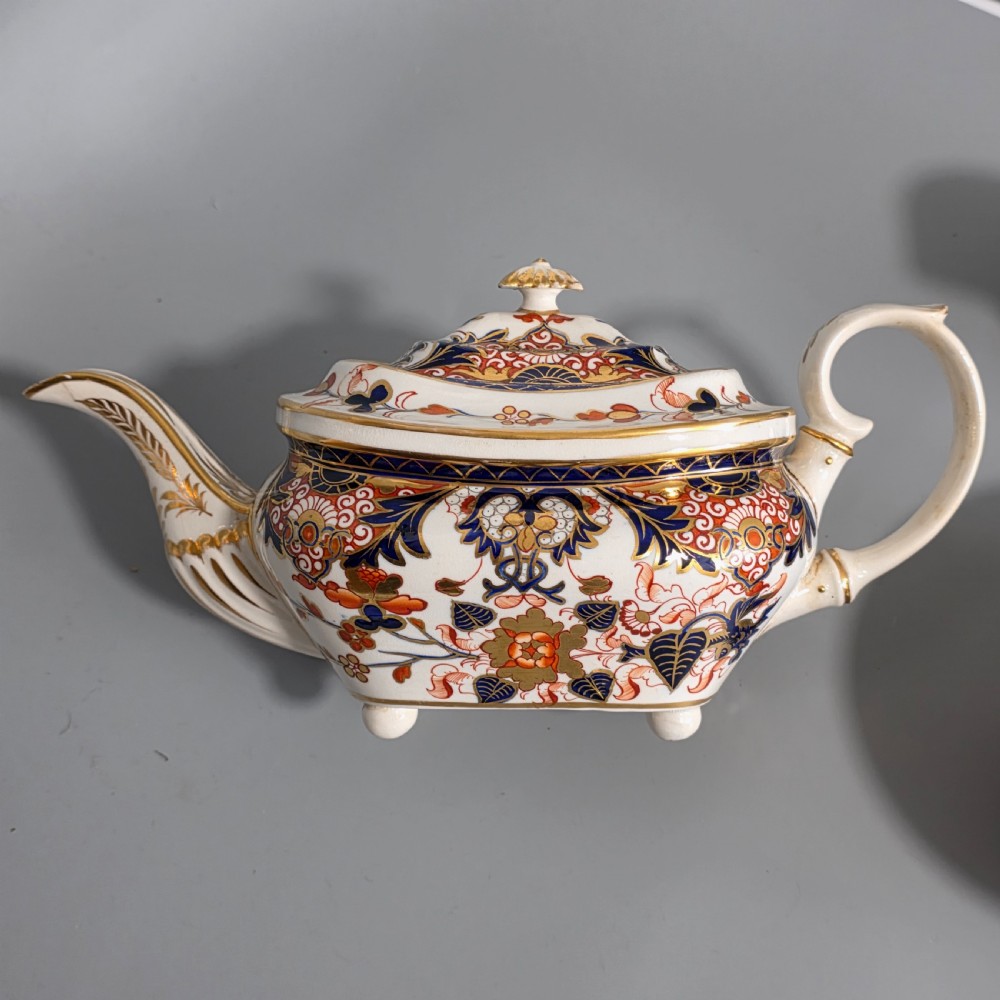 Antique Samson Hancock Derby Imari King’s Pattern Teapot Milk Jug Sugar Bowl c1860s View XV