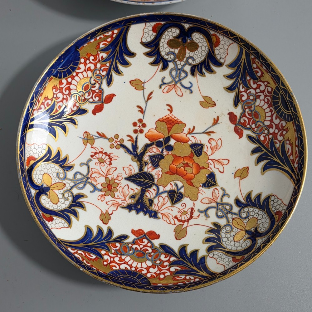 Pair Antique Samson Hancock Derby Imari King’s Pattern Bowls 21.5cm c1860s Victorian Porcelain View III