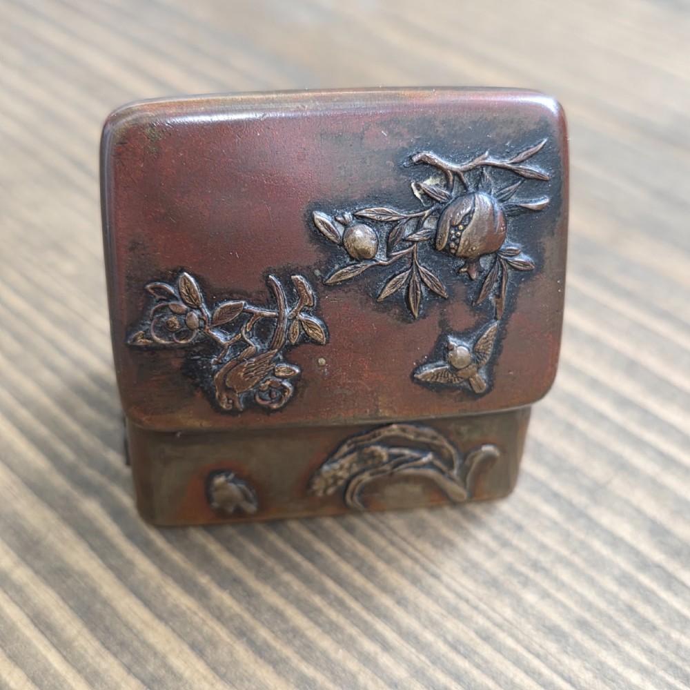 Antique Japanese Bronze/Brass Snuff Box Mid 19thc View II