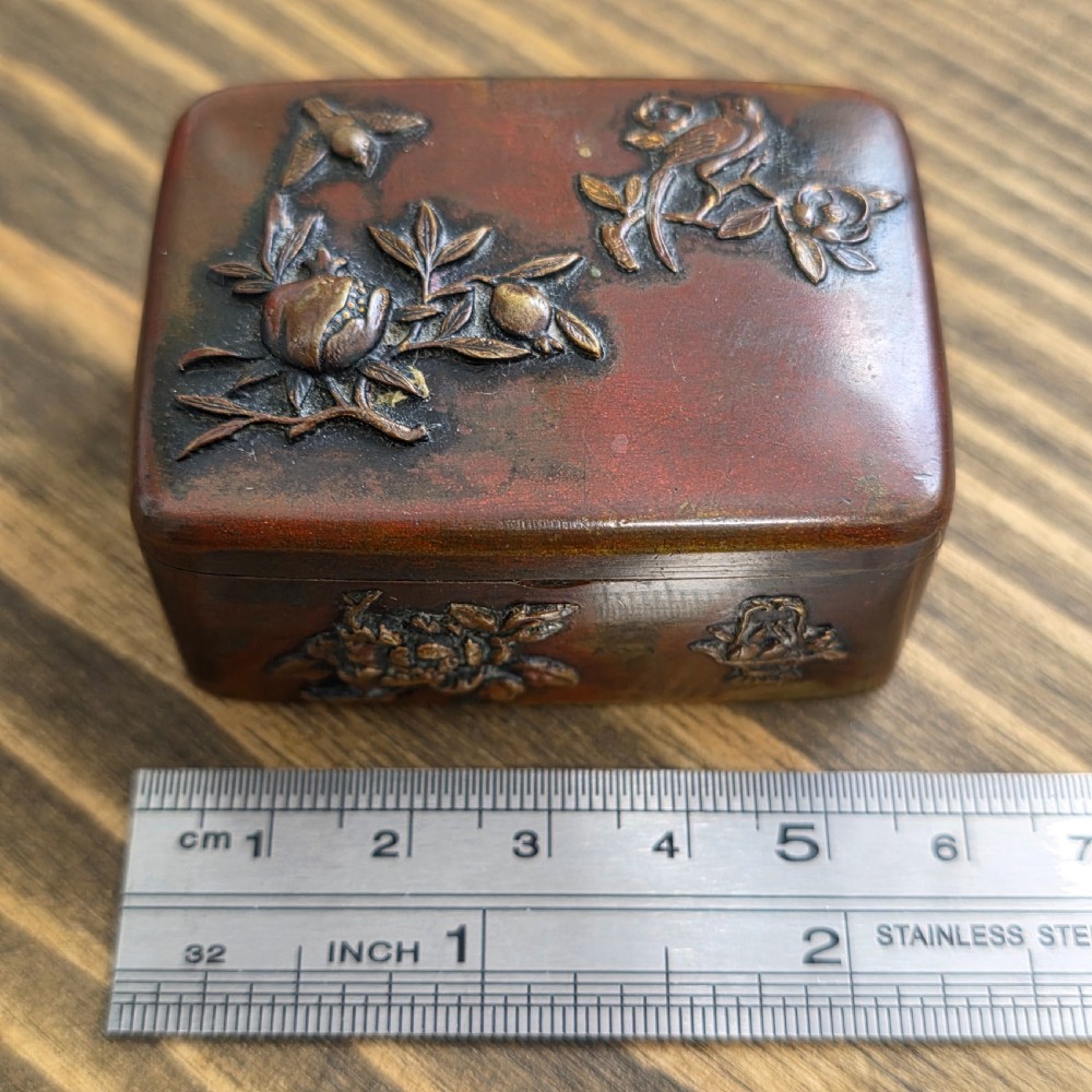 Antique Japanese Bronze/Brass Snuff Box Mid 19thc View V