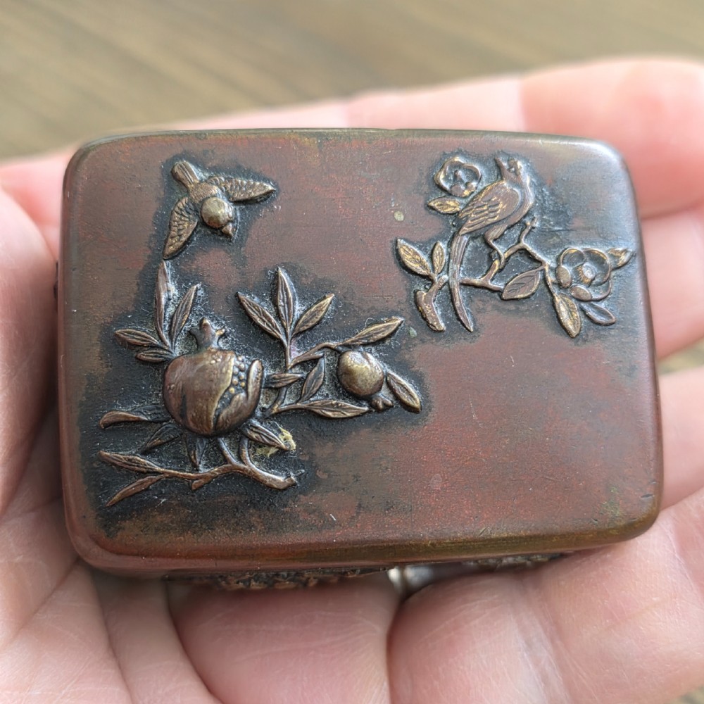 Antique Japanese Bronze/Brass Snuff Box Mid 19thc View IX