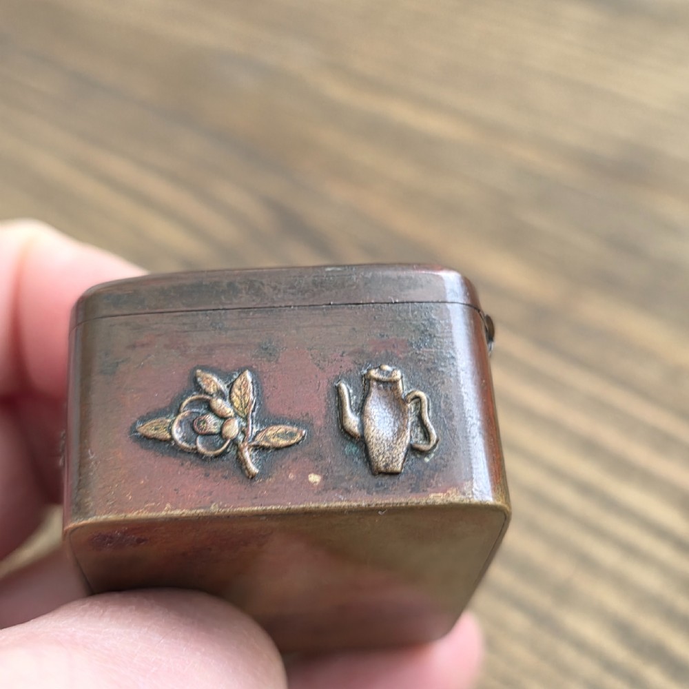 Antique Japanese Bronze/Brass Snuff Box Mid 19thc View X