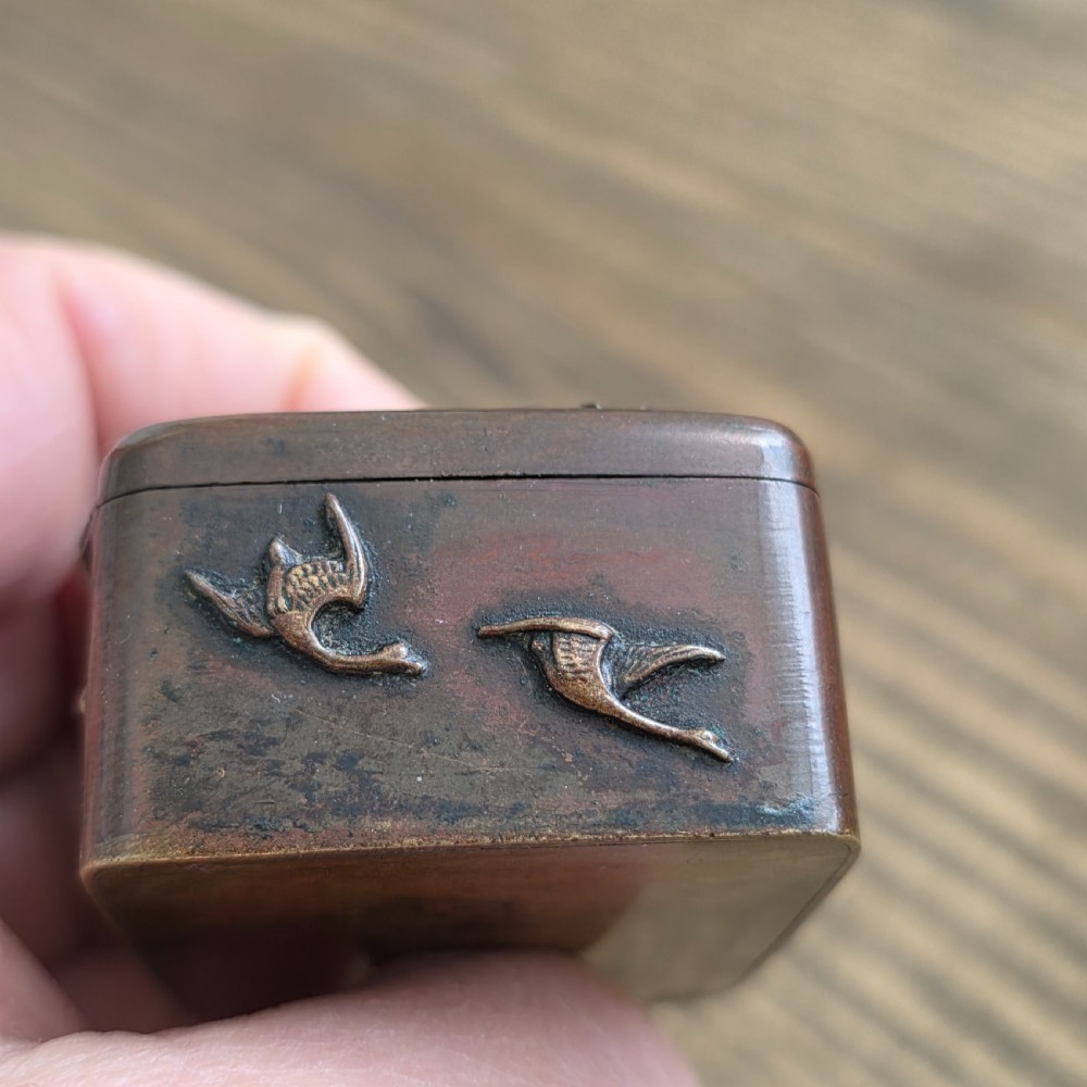 Antique Japanese Bronze/Brass Snuff Box Mid 19thc View XI