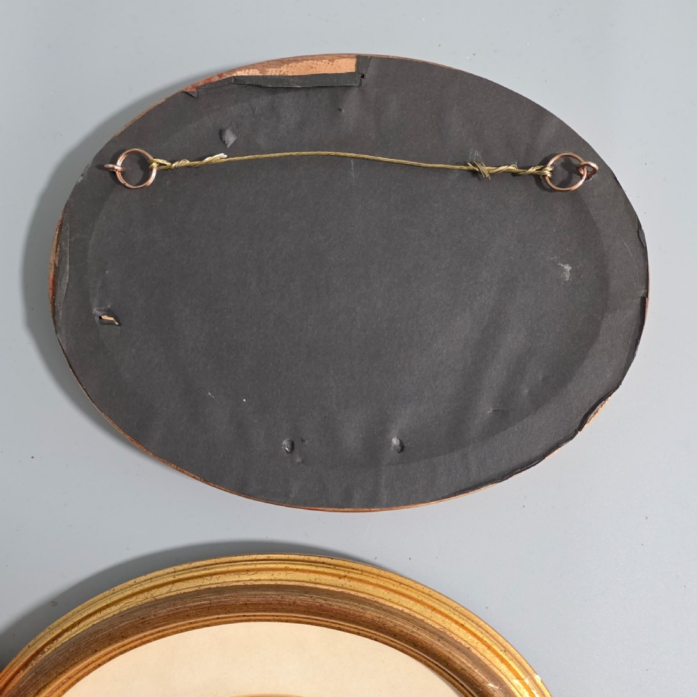 Attractive Pair of 19thc Oval Paintings in Gilded Wooden Frames 23cm x 18cm View VI