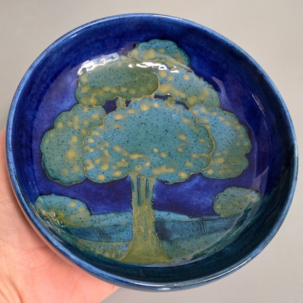 William Moorcroft Moonlit Blue Bowl c1924 Signed WM Art Pottery Dish Collectable View II